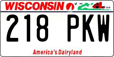 WI license plate 218PKW