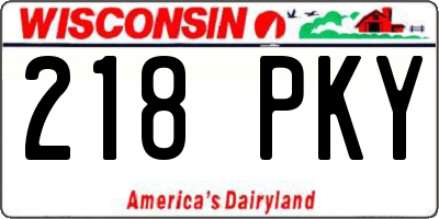 WI license plate 218PKY