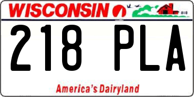 WI license plate 218PLA