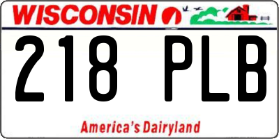 WI license plate 218PLB