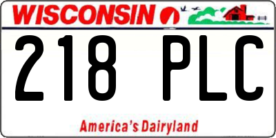 WI license plate 218PLC