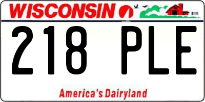 WI license plate 218PLE
