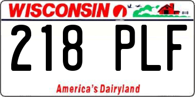 WI license plate 218PLF