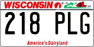 WI license plate 218PLG
