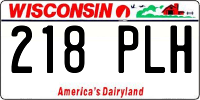WI license plate 218PLH