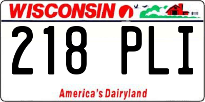 WI license plate 218PLI