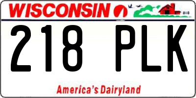 WI license plate 218PLK