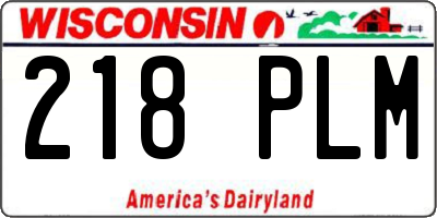 WI license plate 218PLM