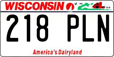 WI license plate 218PLN