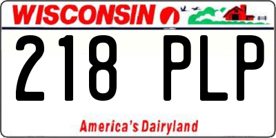 WI license plate 218PLP