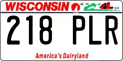 WI license plate 218PLR