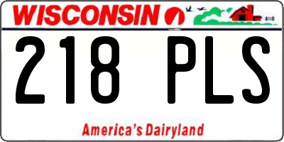 WI license plate 218PLS