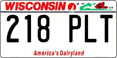 WI license plate 218PLT