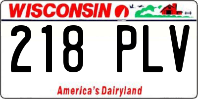 WI license plate 218PLV