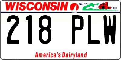 WI license plate 218PLW