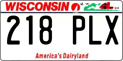 WI license plate 218PLX