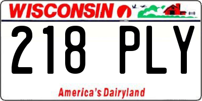 WI license plate 218PLY