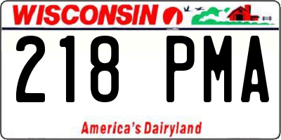 WI license plate 218PMA