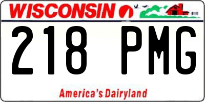 WI license plate 218PMG