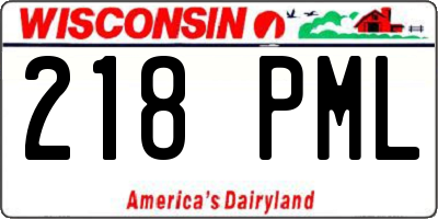 WI license plate 218PML