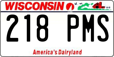 WI license plate 218PMS