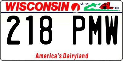 WI license plate 218PMW