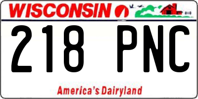 WI license plate 218PNC