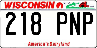 WI license plate 218PNP