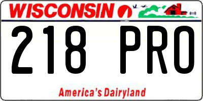 WI license plate 218PRO