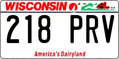WI license plate 218PRV