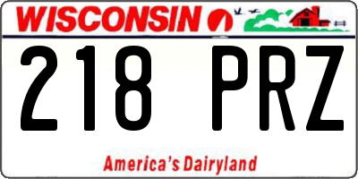 WI license plate 218PRZ