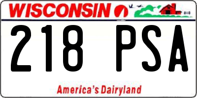 WI license plate 218PSA
