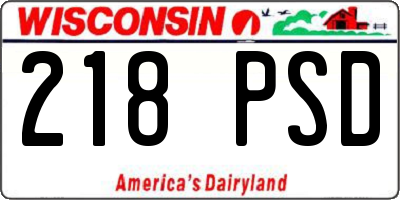 WI license plate 218PSD