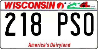 WI license plate 218PSO