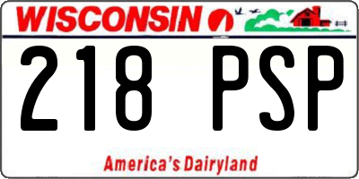 WI license plate 218PSP