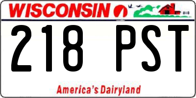 WI license plate 218PST