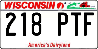 WI license plate 218PTF