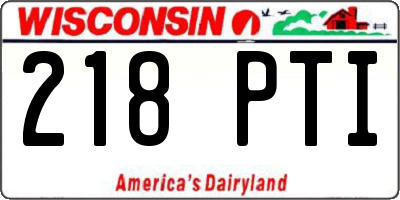 WI license plate 218PTI