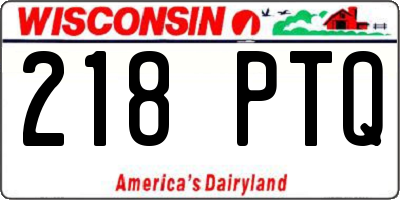 WI license plate 218PTQ