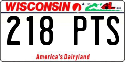 WI license plate 218PTS