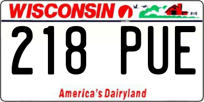 WI license plate 218PUE