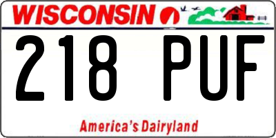 WI license plate 218PUF