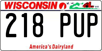 WI license plate 218PUP