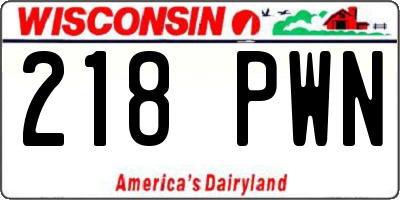 WI license plate 218PWN