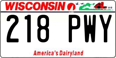 WI license plate 218PWY