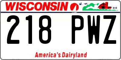 WI license plate 218PWZ