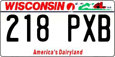 WI license plate 218PXB