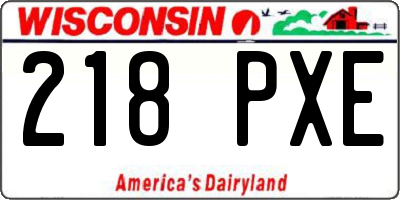 WI license plate 218PXE