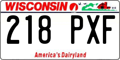 WI license plate 218PXF