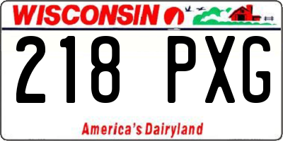 WI license plate 218PXG
